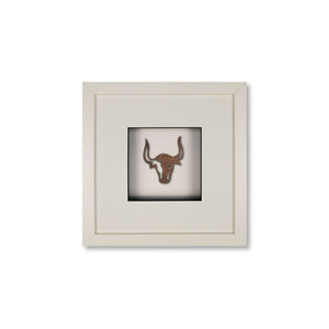 Quadratwerk Wandbild Nahaufnahme Urban Rust The Bull 27cm - Rahmen Weiß, Hintergrund Weiß, Passepartout Weiß/Schwarz
