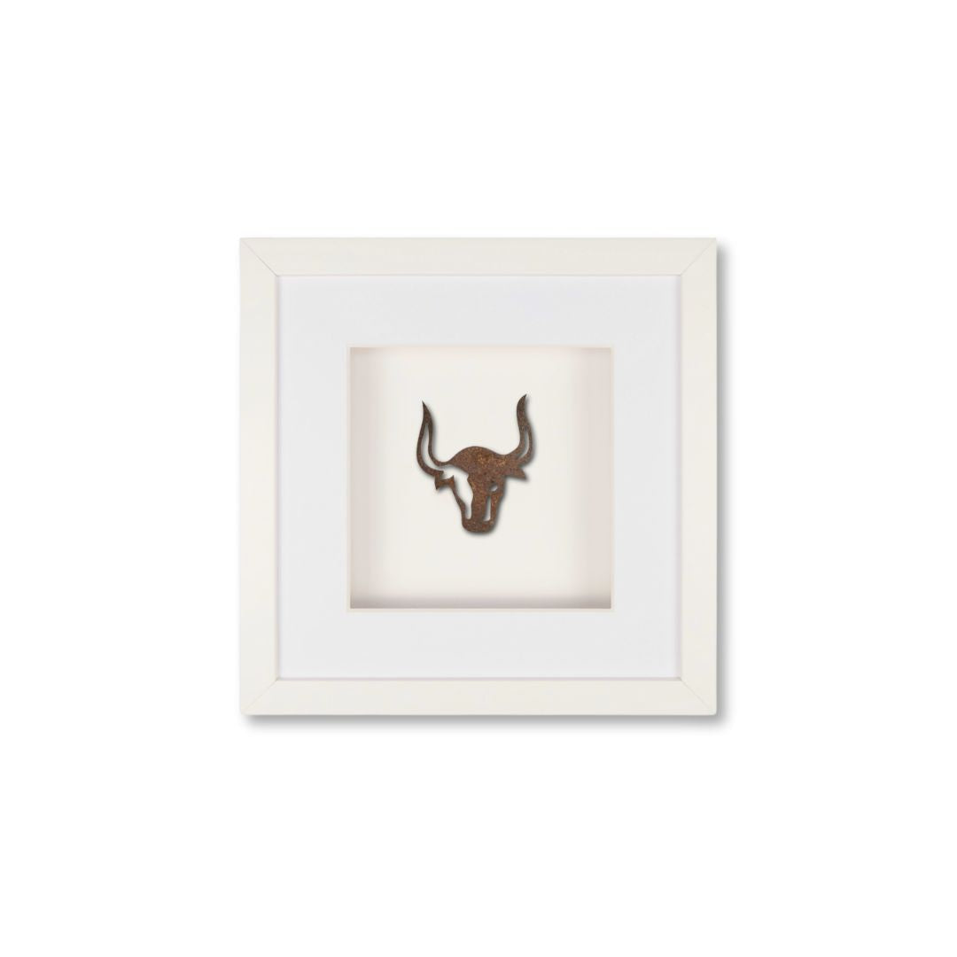 Quadratwerk Wandbild Nahaufnahme Urban Rust The Bull 27cm - Rahmen Weiß, Hintergrund Weiß, Passepartout Weiß/Weiß