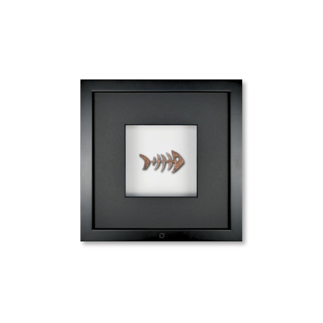 Quadratwerk Wandbild Detailaufnahme Urban Rust Fish 27cm - Rahmen Schwarz, Hintergrund Weiß, Passepartout Schwarz/Schwarz