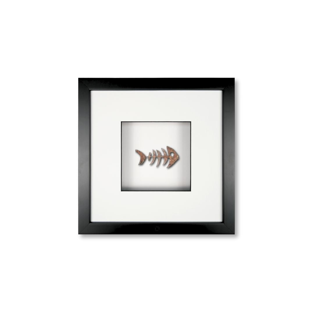 Quadratwerk Wandbild Detailaufnahme Urban Rust Fish 27cm - Rahmen Schwarz, Hintergrund Weiß, Passepartout Weiß/Schwarz