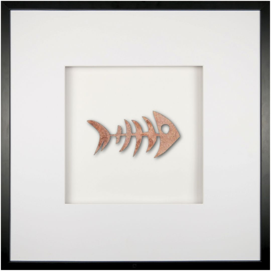Quadratwerk Wandbild Nahaufnahme Urban Rust Fish 58cm - Rahmen Schwarz, Hintergrund Weiß, Passepartout Weiß/Weiß