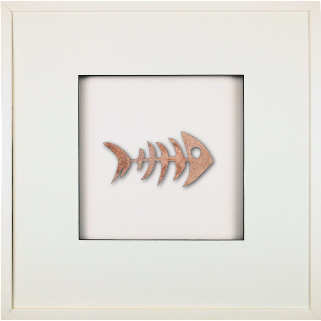 Quadratwerk Wandbild Nahaufnahme Urban Rust Fish 58cm - Rahmen Weiß, Hintergrund Weiß, Passepartout Weiß/Schwarz