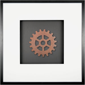 Quadratwerk Wandbild Urban Rust Gear 58cm - Rahmen Schwarz, Hintergrund Schwarz, Passepartout Weiß/Schwarz