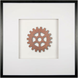 Quadratwerk Wandbild Urban Rust Gear 58cm - Rahmen Schwarz, Hintergrund Weiß, Passepartout Weiß/Weiß
