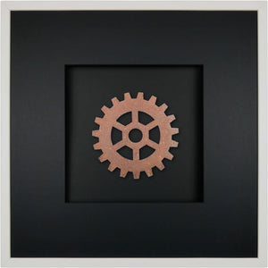 Quadratwerk Wandbild Urban Rust Gear 58cm - Rahmen Weiß, Hintergrund Schwarz, Passepartout Schwarz/Schwarz