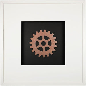 Quadratwerk Wandbild Urban Rust Gear 58cm - Rahmen Weiß, Hintergrund Schwarz, Passepartout Weiß/Schwarz