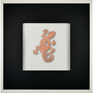 Quadratwerk Wandbild Urban Rust Gecko 58cm - Rahmen Weiß, Hintergrund Weiß, Passepartout Schwarz/Schwarz