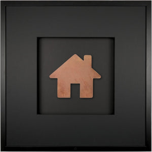 Quadratwerk Wandbild Urban Rust Haus 58cm - Rahmen Schwarz, Hintergrund Schwarz, Passepartout Schwarz/Schwarz