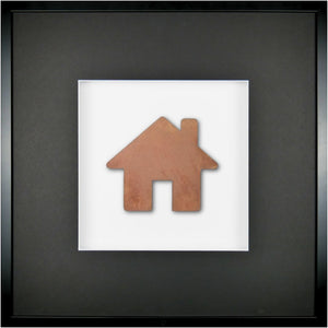 Quadratwerk Wandbild Urban Rust Haus 58cm - Rahmen Schwarz, Hintergrund Weiß, Passepartout Schwarz/Weiß