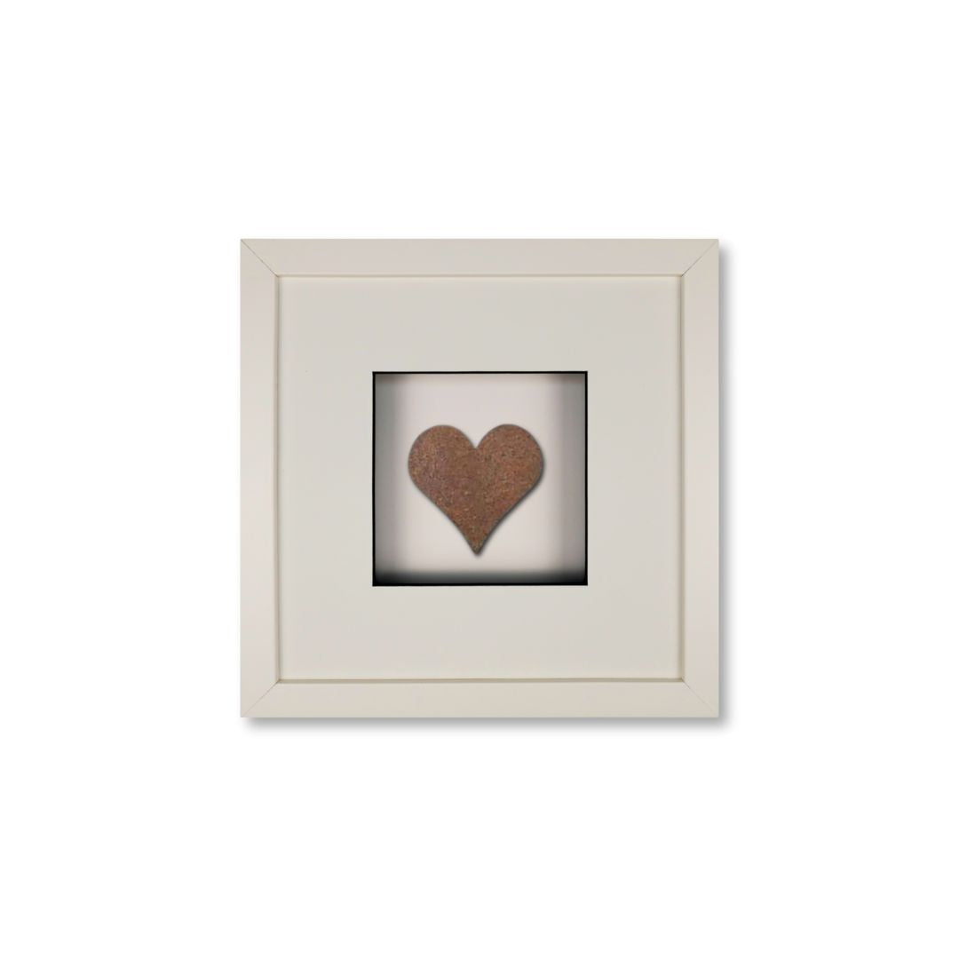 Quadratwerk Wandbild Urban Rust Heart 27cm - Rahmen Weiß, Hintergrund Weiß, Passepartout Weiß/Schwarz
