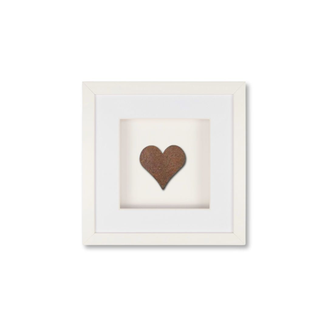 Quadratwerk Wandbild Urban Rust Heart 27cm - Rahmen Weiß, Hintergrund Weiß, Passepartout Weiß/Weiß