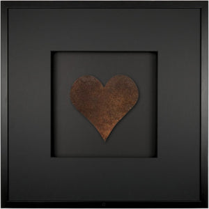 Quadratwerk Wandbild Urban Rust Heart 58cm - Rahmen Schwarz, Hintergrund Schwarz, Passepartout Schwarz/Schwarz