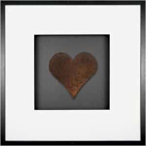 Quadratwerk Wandbild Urban Rust Heart 58cm - Rahmen Schwarz, Hintergrund Schwarz, Passepartout Weiß/Schwarz