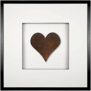 Quadratwerk Wandbild Urban Rust Heart 58cm - Rahmen Schwarz, Hintergrund Weiß, Passepartout Weiß/Schwarz