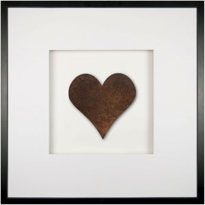 Quadratwerk Wandbild Urban Rust Heart 58cm - Rahmen Schwarz, Hintergrund Weiß, Passepartout Weiß/Weiß