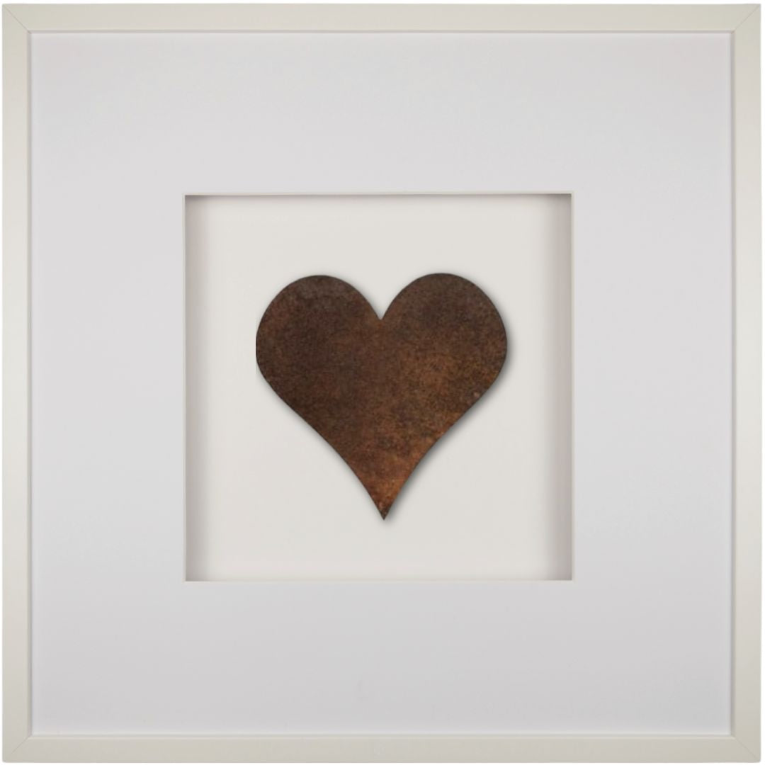 Quadratwerk Wandbild Urban Rust Heart 58cm - Rahmen Weiß, Hintergrund Weiß, Passepartout Weiß/Weiß