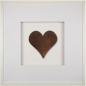 Quadratwerk Wandbild Urban Rust Heart 58cm - Rahmen Weiß, Hintergrund Weiß, Passepartout Weiß/Weiß