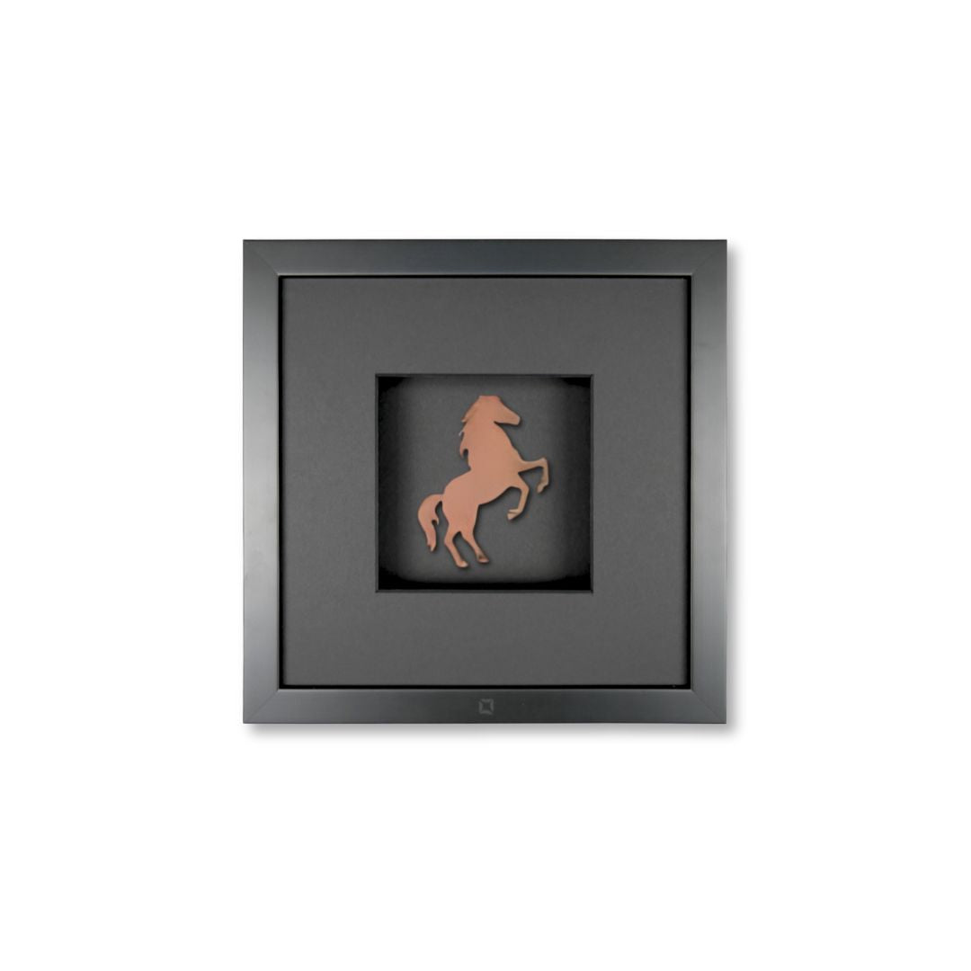 Quadratwerk Wandbild Urban Rust Horse 27cm - Rahmen Schwarz, Hintergrund Schwarz, Passepartout Schwarz/Schwarz