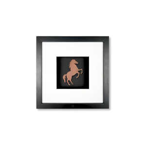 Quadratwerk Wandbild Urban Rust Horse 27cm - Rahmen Schwarz, Hintergrund Schwarz, Passepartout Weiß/Schwarz