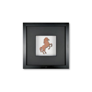 Quadratwerk Wandbild Urban Rust Horse 27cm - Rahmen Schwarz, Hintergrund Schwarz, Passepartout Weiß/Schwarz