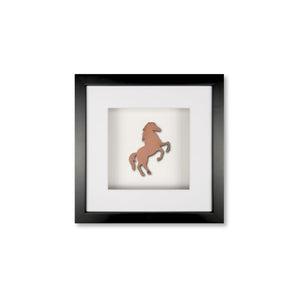 Quadratwerk Wandbild Urban Rust Horse 27cm - Rahmen Schwarz, Hintergrund Weiß, Passepartout Weiß/Weiß