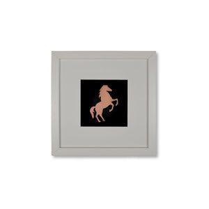 Quadratwerk Wandbild Urban Rust Horse 27cm - Rahmen Weiß, Hintergrund Schwarz, Passepartout Weiß/Schwarz