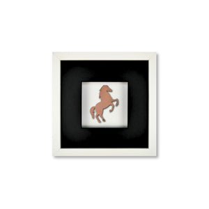 Quadratwerk Wandbild Urban Rust Horse 27cm - Rahmen Weiß, Hintergrund Weiß, Passepartout Schwarz/Schwarz
