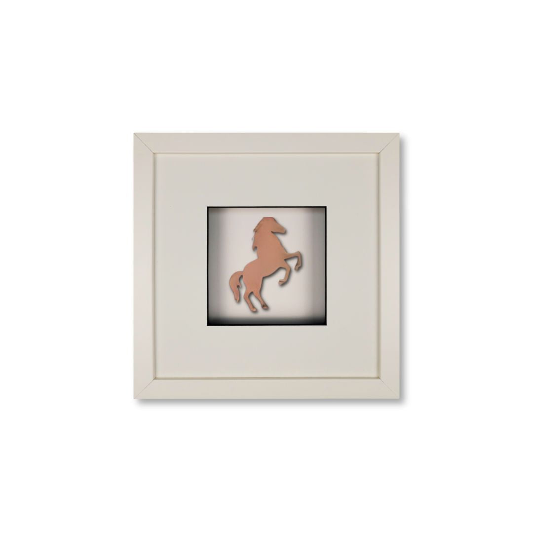 Quadratwerk Wandbild Urban Rust Horse 27cm - Rahmen Weiß, Hintergrund Weiß, Passepartout Weiß/Schwarz