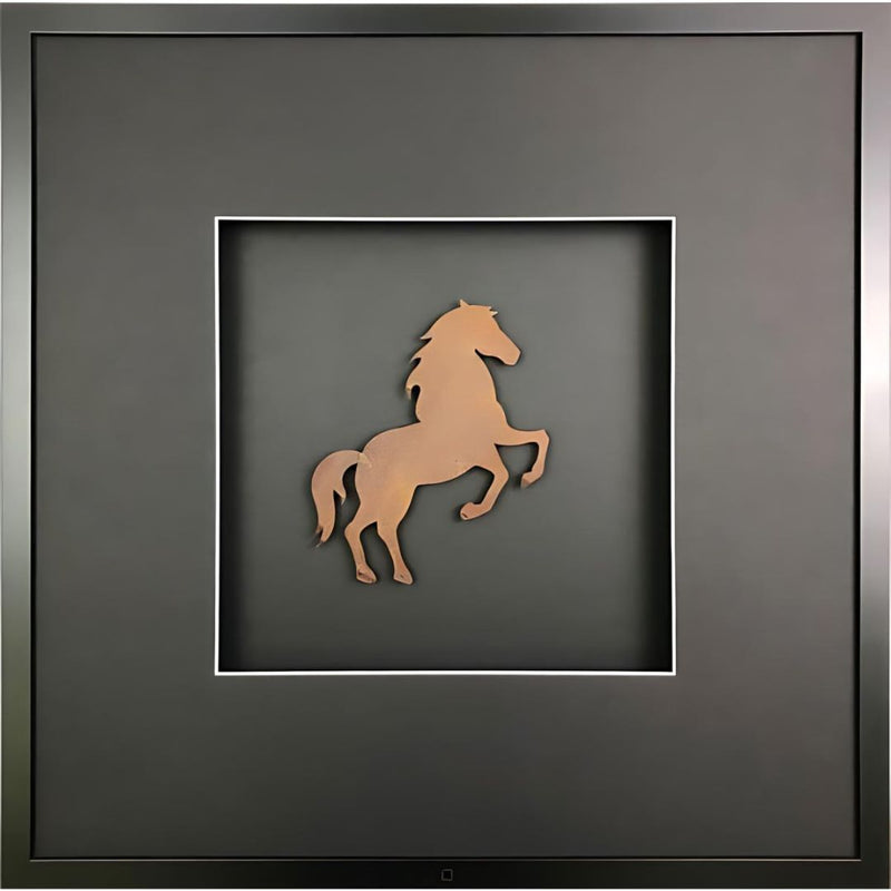 Quadratwerk Wandbild Urban Rust Pferd 58cm - Rahmen Schwarz, Hintergrund Schwarz, Passepartout Schwarz/Weiß