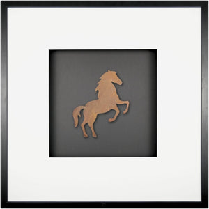 Quadratwerk Wandbild Urban Rust Pferd 58cm - Rahmen Schwarz, Hintergrund Schwarz, Passepartout Weiß/Schwarz