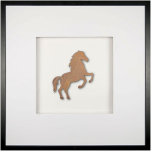 Quadratwerk Wandbild Urban Rust Pferd 58cm - Rahmen Schwarz, Hintergrund Weiß, Passepartout Weiß/Weiß
