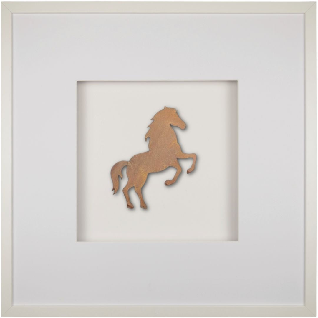 Quadratwerk Wandbild Urban Rust Pferd 58cm - Rahmen Weiß, Hintergrund Weiß, Passepartout Weiß/Weiß