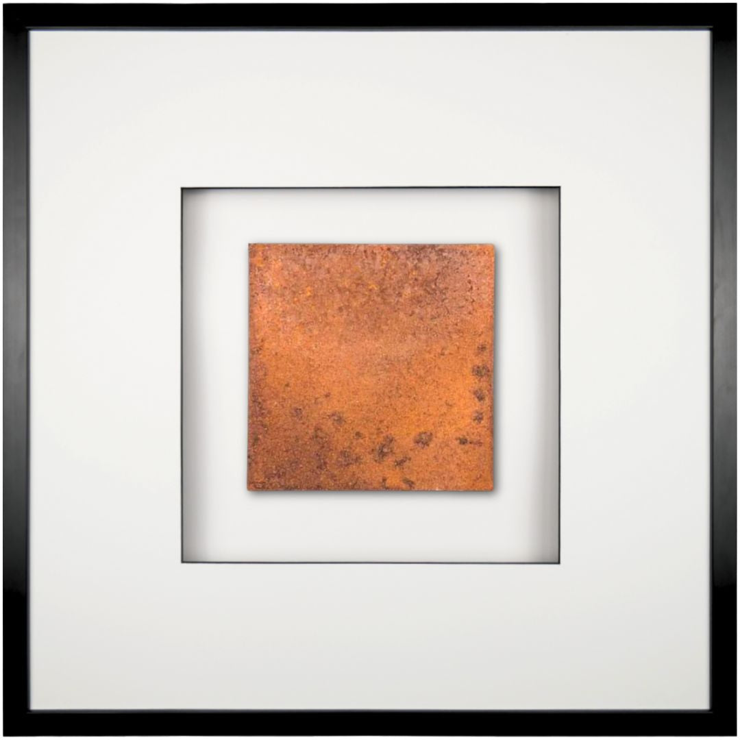 Quadratwerk Wandbild Urban Rust Quadrat 58cm - Rahmen Schwarz, Hintergrund Weiß, Passepartout Weiß/Schwarz