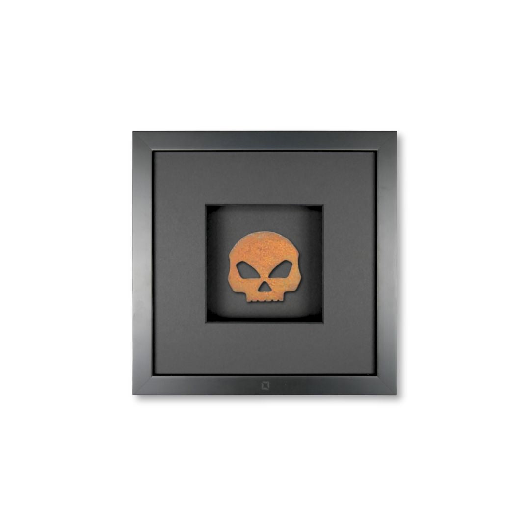 Quadratwerk Wandbild Urban Rust Skull 27cm - Rahmen Schwarz, Hintergrund Schwarz, Passepartout Schwarz/Schwarz