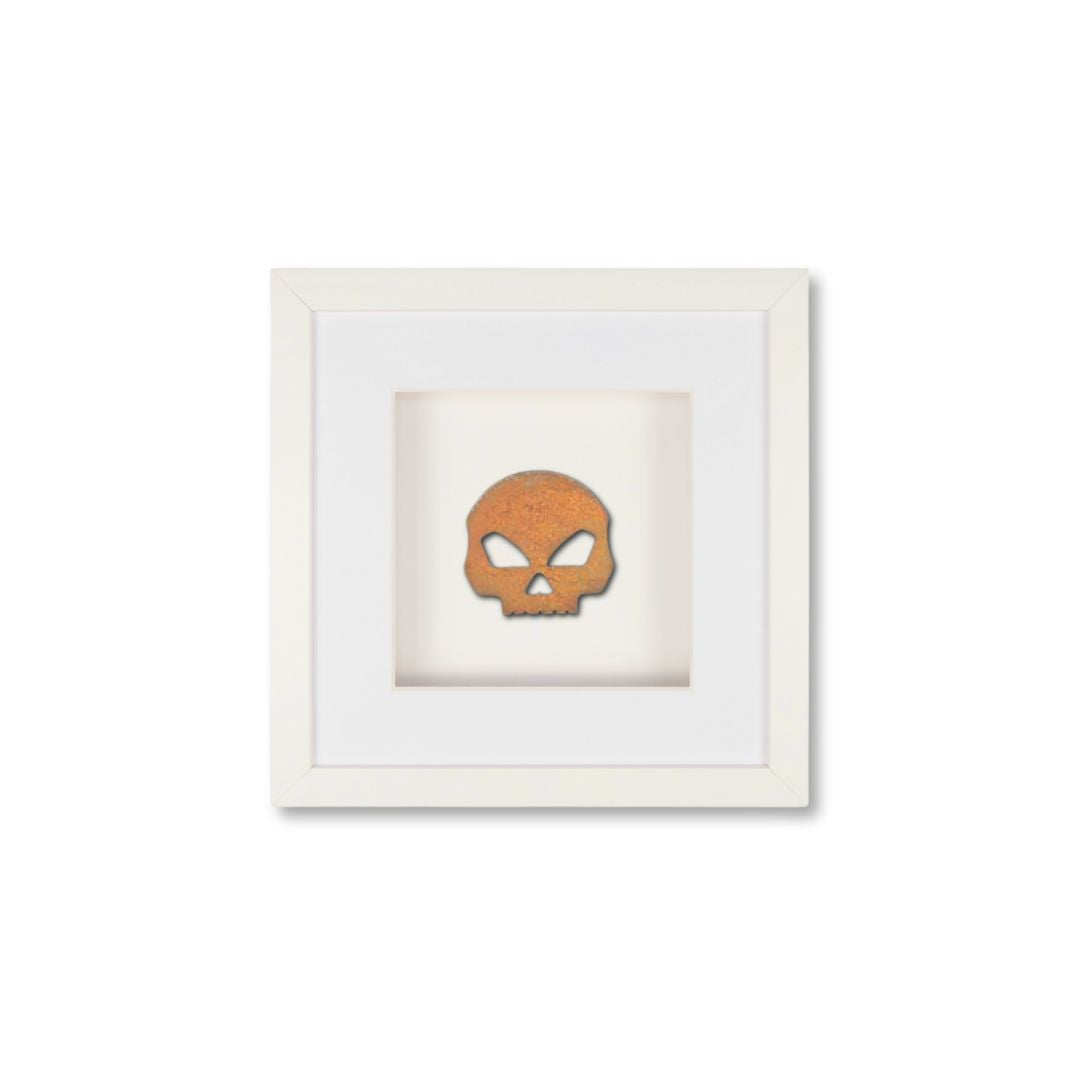 Quadratwerk Wandbild Urban Rust Skull 27cm - Rahmen Weiß, Hintergrund Weiß, Passepartout Weiß/Weiß