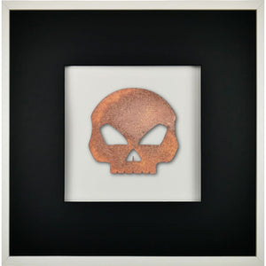 Quadratwerk Wandbild Urban Rust Totenkopf 58cm - Rahmen Weiß, Hintergrund Weiß, Passepartout Schwarz/Schwarz