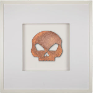 Quadratwerk Wandbild Urban Rust Totenkopf 58cm - Rahmen Weiß, Hintergrund Weiß, Passepartout Weiß/Weiß
