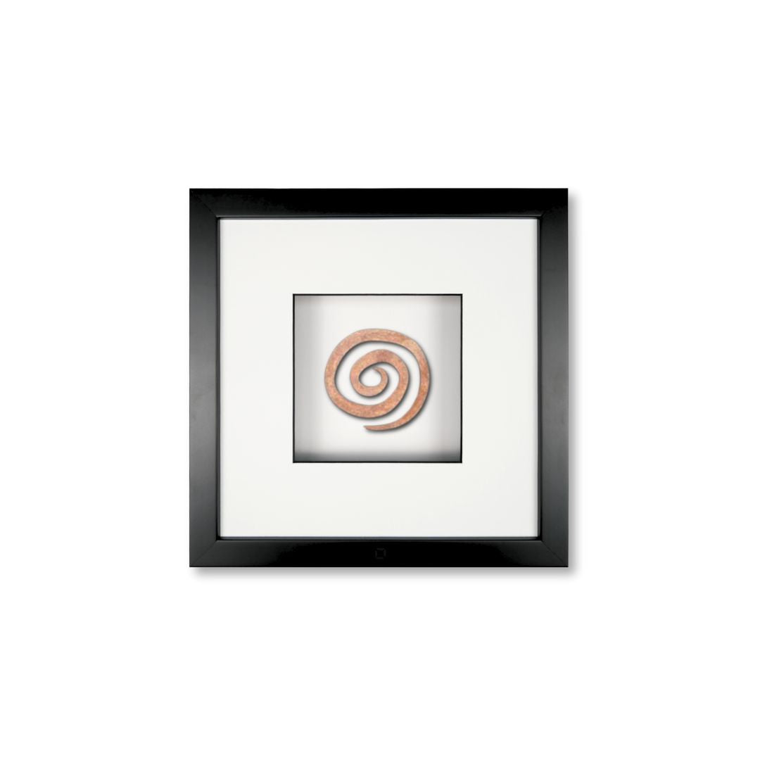 Quadratwerk Wandbild Detailaufnahme Urban Rust Spirale 27cm - Rahmen Schwarz, Hintergrund Weiß, Passepartout Weiß/Schwarz