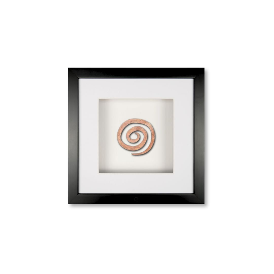 Quadratwerk Wandbild Detailaufnahme Urban Rust Spirale 27cm - Rahmen Schwarz, Hintergrund Weiß, Passepartout Weiß/Weiß