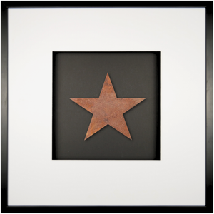 Quadratwerk Wandbild Urban Rust Star 58cm - Rahmen Schwarz, Hintergrund Schwarz, Passepartout Weiß/Weiß