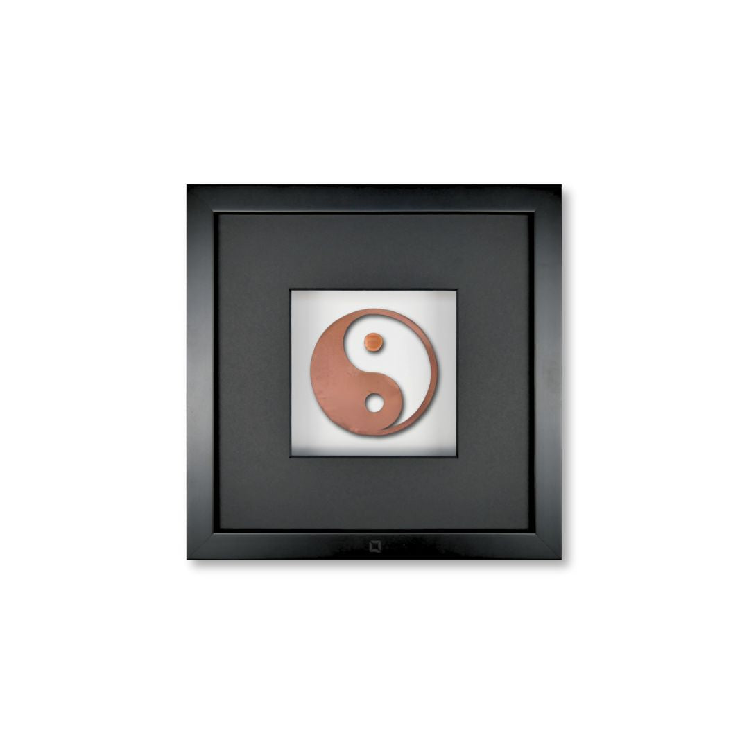 Quadratwerk Wandbild Nahaufnahme Urban Rust Yin & Yang 27cm - Rahmen Schwarz, Hintergrund Weiß, Passepartout Schwarz/Schwarz