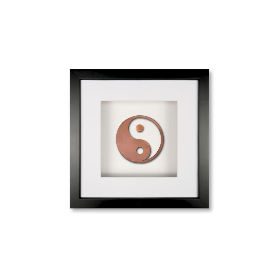 Quadratwerk Wandbild Nahaufnahme Urban Rust Yin & Yang 27cm - Rahmen Schwarz, Hintergrund Weiß, Passepartout Weiß/Weiß