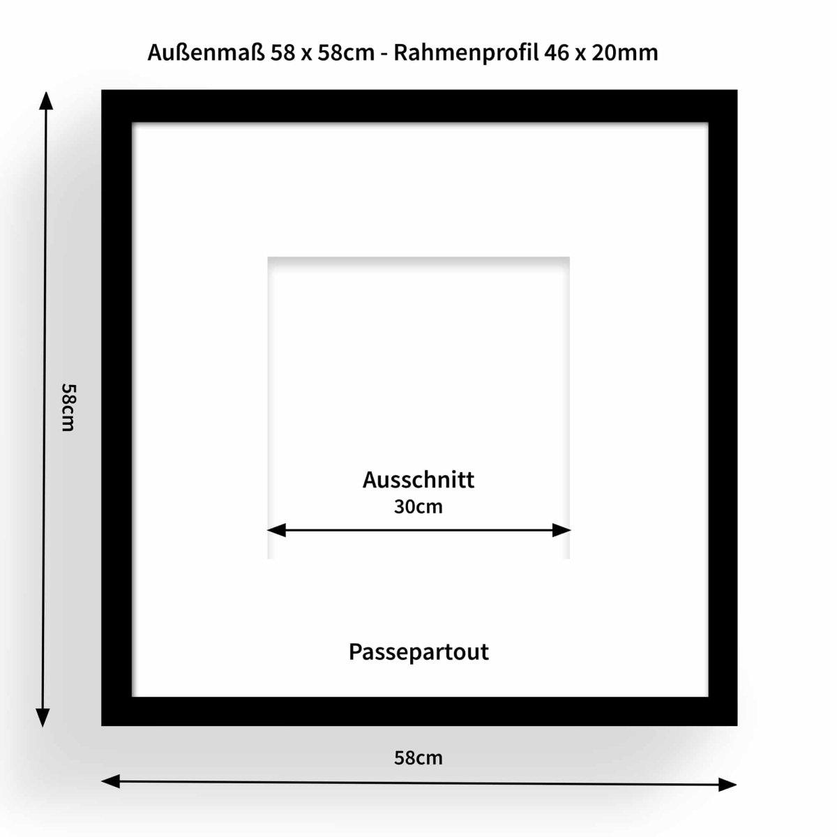 Quadratwerk Wandbilder Größenvergleich Übersicht Formate Großformat 58 cm