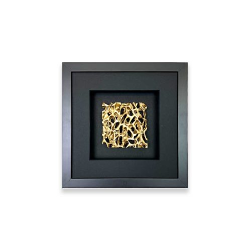 Modernes Wandbild Metall quadratisch gold schwarz